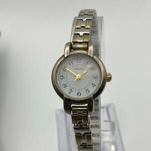 Elegant Ladies' Two-Tone Carriage by Timex Watch Working New Battery